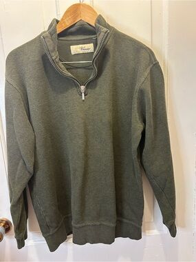 Vintage Penmans Men's Quarter-Zip Knit Pullover Sweater – Olive Green